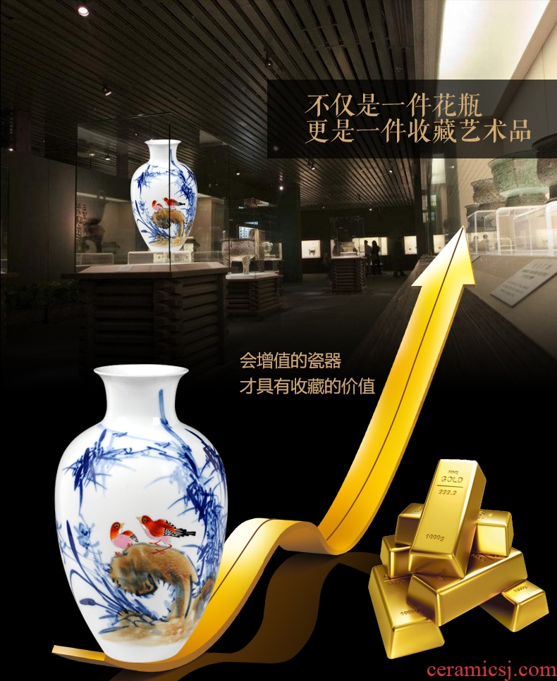 Master of jingdezhen ceramics hand-painted modern blue and white porcelain vase household act the role ofing is tasted handicraft furnishing articles
