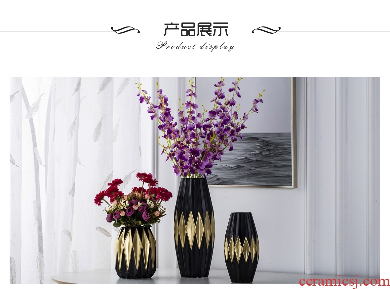 Jingdezhen ceramic household adornment black vase, the sitting room porch place vase dried flower flower implement China northern Europe