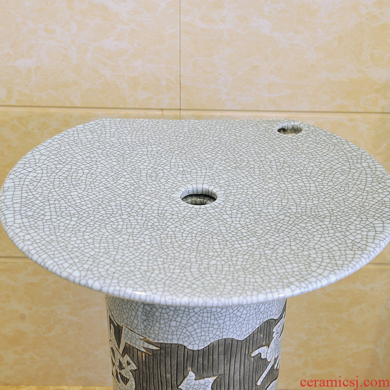 Jingdezhen ceramic art basin column set basin 】 【 lavatory basin post suit & ndash; Ice to crack the carriage