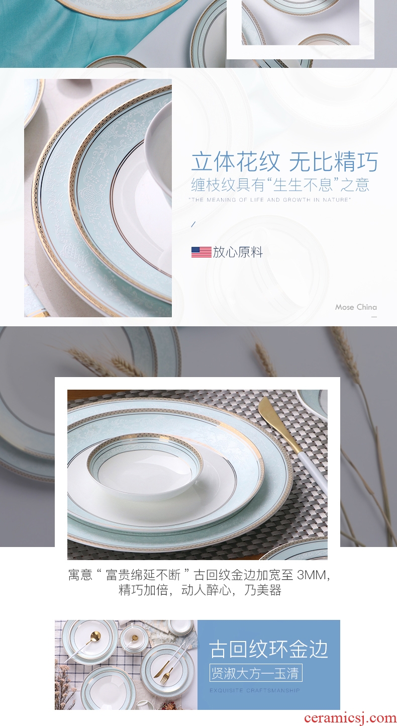 Jingdezhen ceramic dish dish dish dish household jobs creative dish of fish bone plate of European tableware suit jade qing