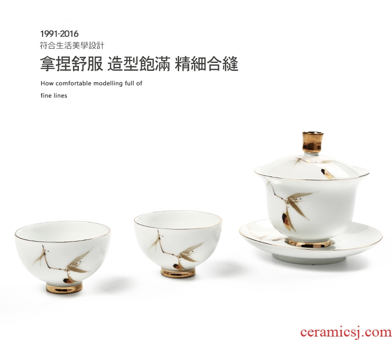 Yipin # $hand-painted paint beam koubei white porcelain tea set personal master sample tea cup glass ceramic cups