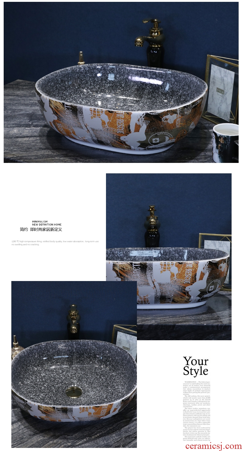 Continental basin oval ceramic household sink art on the square lavatory basin was filed the sink
