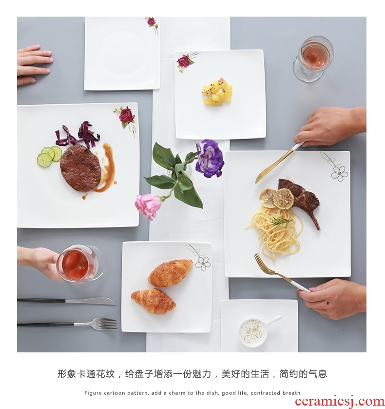 Jingdezhen porcelain tableware of pure bone square steak knife and fork the steak is creative steak western snack plate plate suit