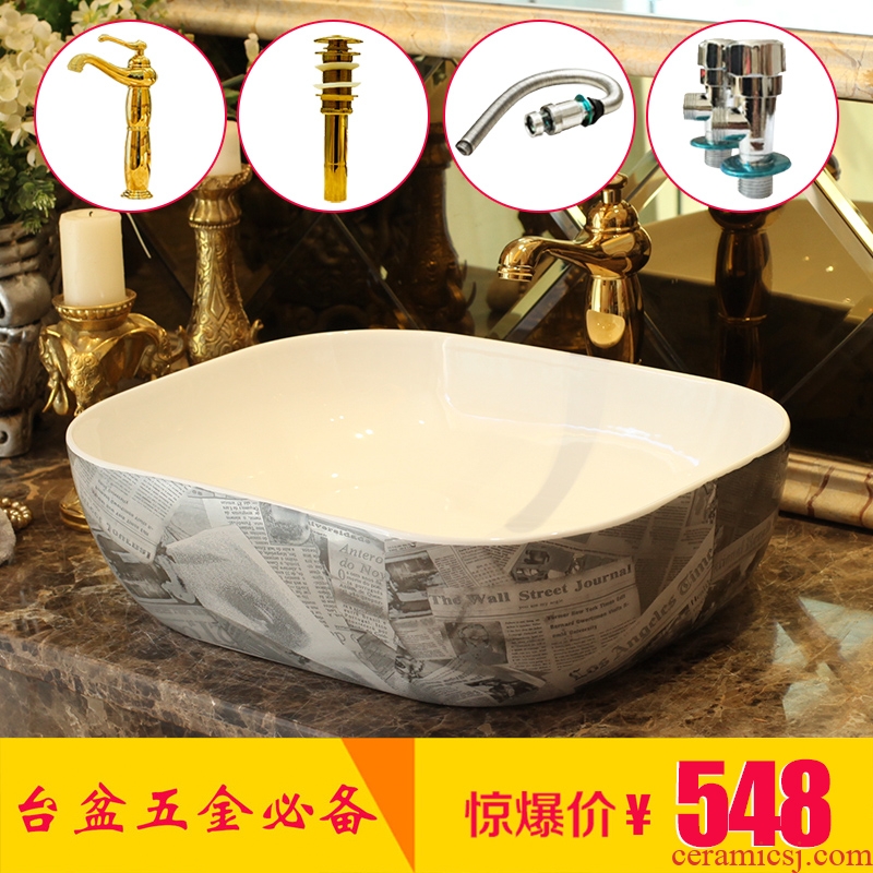 Spring rain on the ceramic basin art lavatory square european-style hotel wash face basin bathroom sink