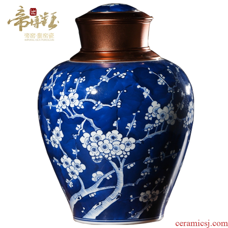 Jingdezhen ceramics antique hand-painted blue and white porcelain vase seal small caddy upscale gift decoration furnishing articles