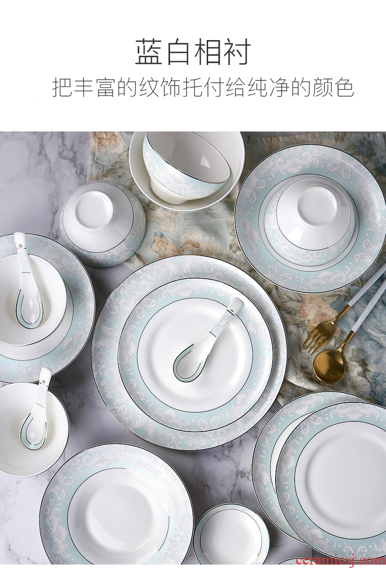 Bone China tableware suit Chinese ceramic dishes suit contracted household eat bowl dish chopsticks combination the tides
