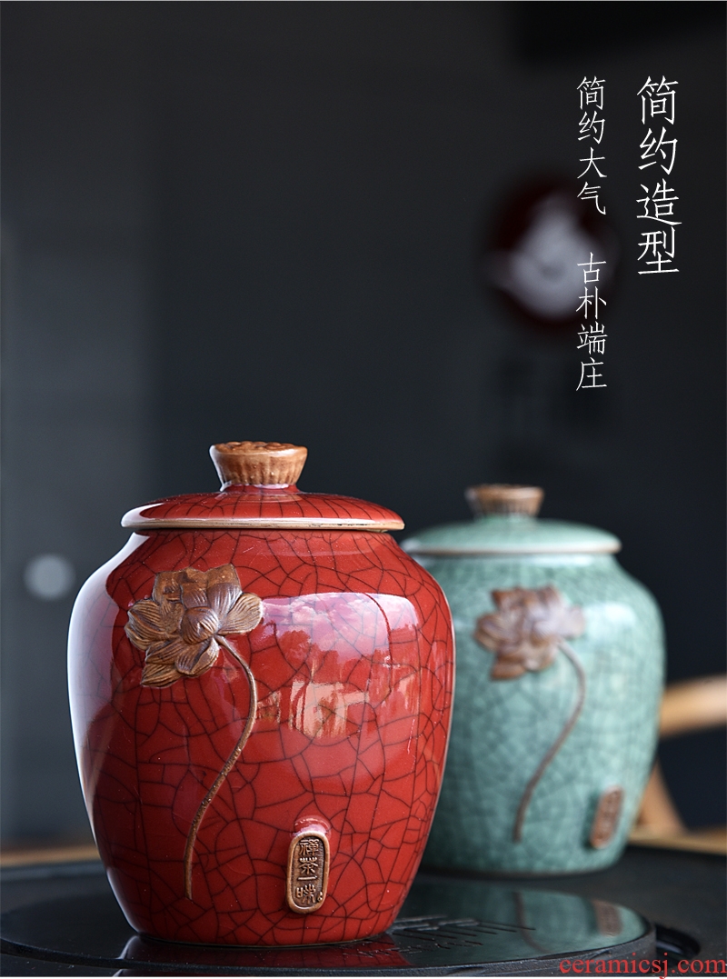 Hong bo acura caddy ceramic large storage sealing canned tea pot pu 'er tea box box