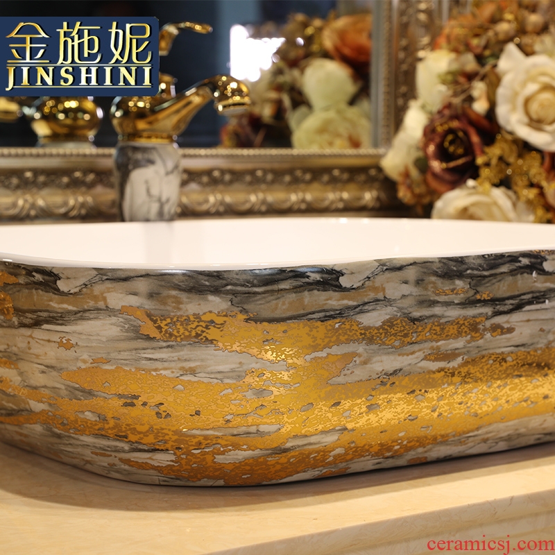 European ceramic stage basin to wash lavatory toilet rectangle household art basin was filed the sink