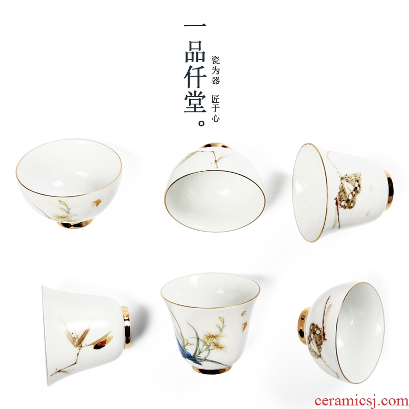 Yipin # $hand-painted paint beam koubei white porcelain tea set personal master sample tea cup glass ceramic cups