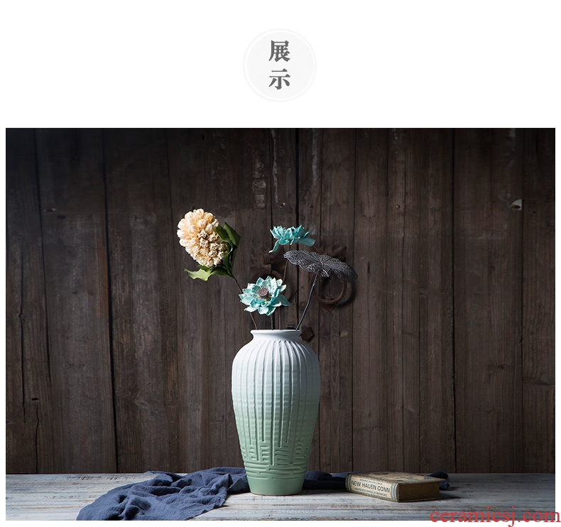Art show new Chinese style flower implement zen dried flower ceramic vase home sitting room adornment is placed between example flower villa