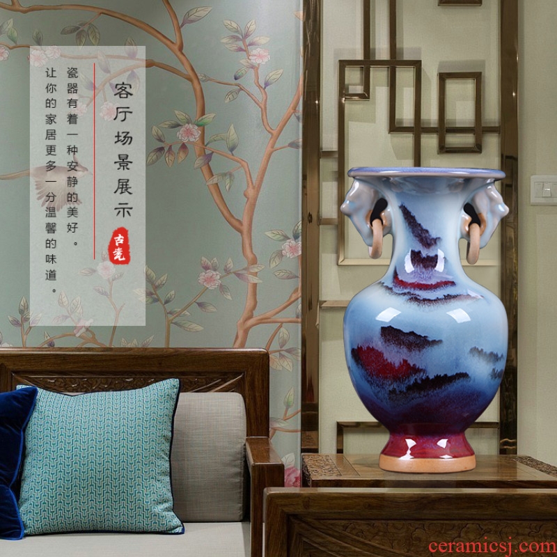 Archaize jun porcelain of jingdezhen ceramics ears floret bottle of flower arrangement of the sitting room of Chinese style household wine restoring ancient ways furnishing articles