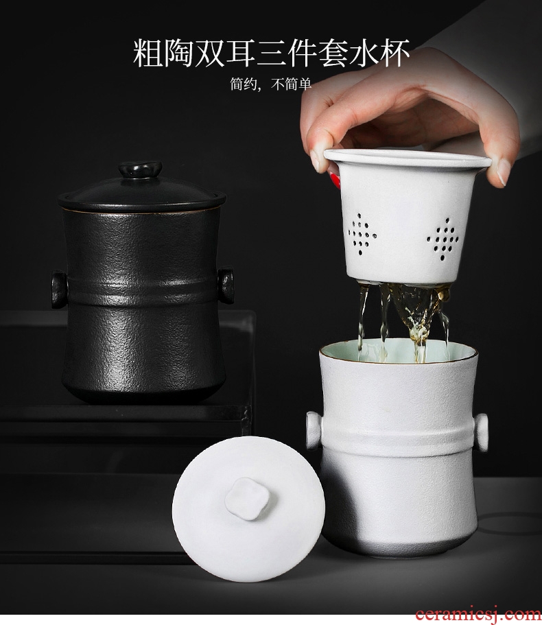 Tea seed filtering ceramic cups with cover office meeting water in a cup of tea filter personal tea tea separation