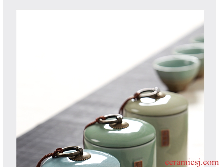 Hong bo gourmet tea pot seal pot celadon ceramics pu 'er elder brother kiln storage tank size tea boxes