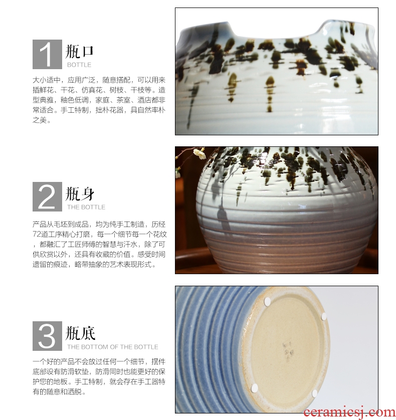 Jingdezhen pottery vase hotel Chinese ground ceramic pottery vase restoring ancient ways creative flower arranging furnishing articles in the living room