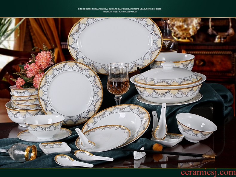 Red leaves of jingdezhen ceramic tableware tableware suit European dishes porcelain ceramic bowl chopsticks 68 head of beautiful meet