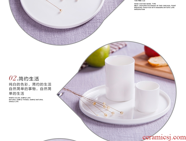 Jingdezhen white bone China tableware tea tray porcelain trays salad plate of fruit bowl pasta pizza plate