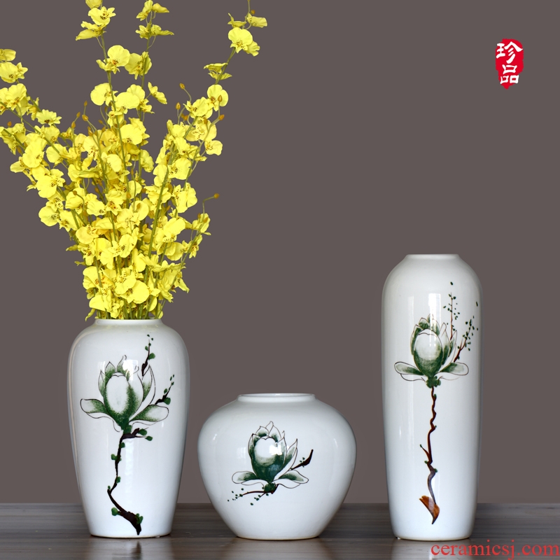Jingdezhen ceramic vase sitting room porch flower arranging new Chinese style adornment furnishing articles three-piece porcelain arts and crafts