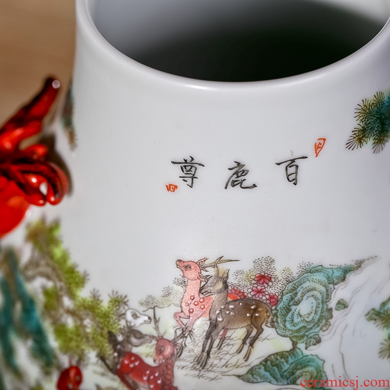 Jingdezhen ceramics imitation retro nostalgia art flower arranging large vase office sitting room handmade works of art