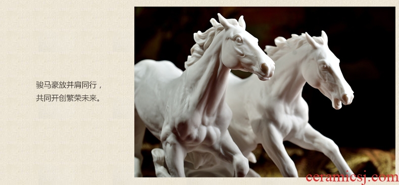 Oriental clay ceramic horse furnishing articles dehua porcelain sculpture art collection business gifts/hand in hand