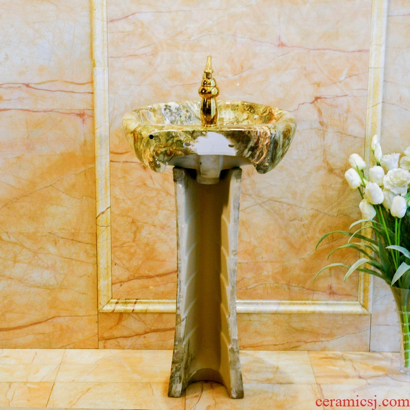 One pillar lavabo ou wash one toilet lavatory ceramic art basin to the balcony column