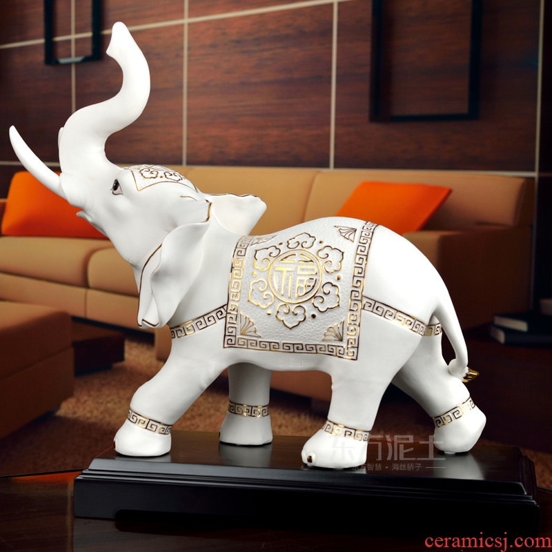 Oriental clay ceramic elephant furnishing articles of Chinese style classical sitting room porch decoration/TV ark jixiangruyi