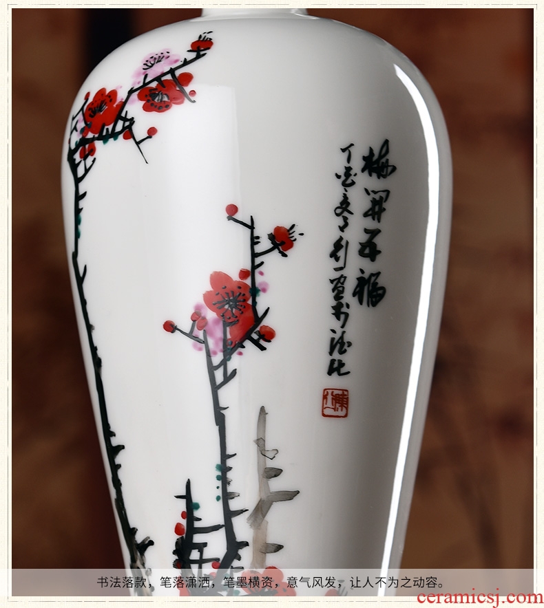 Oriental soil hand-painted plum flower vase dehua white porcelain ceramics furnishing articles new Chinese style decoration/beauty bottle