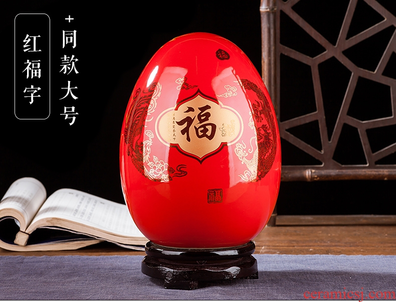 Jingdezhen ceramics vase of contemporary and contracted home sitting room handicraft wine creative egg ornament furnishing articles