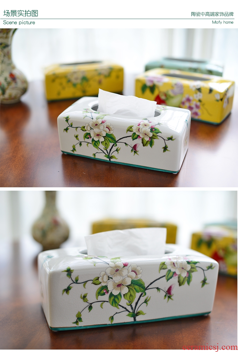 Murphy's new Chinese style classical handmade ceramic tissue box American country decorates sitting room tea table restaurant smoke box