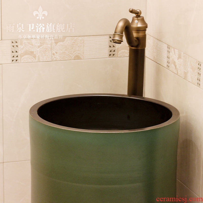 Jingdezhen ceramic art basin pillar basin sink floor type lavatory basin column basin suit