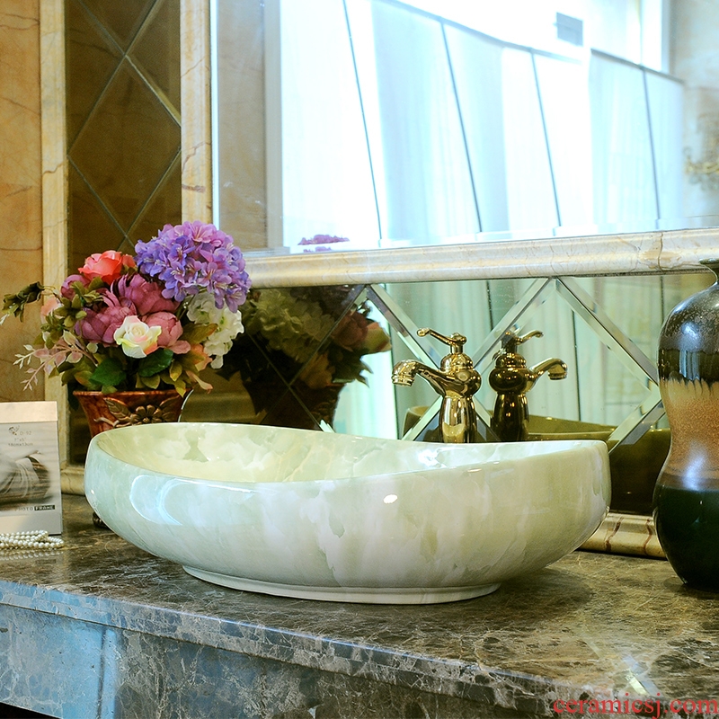 Jingdezhen ceramic stage basin art oval sink lavatory basin bathroom marble antique