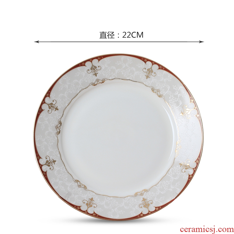 Household jingdezhen ceramic dishes creative plate Chinese steak contracted 8 inches dish dish dish dish