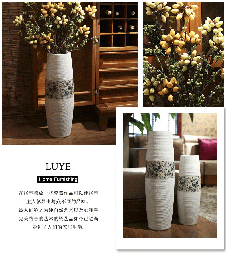 Big sitting room ground ceramic vase American household adornment high dry flower arranging flowers is placed large porcelain restoring ancient ways