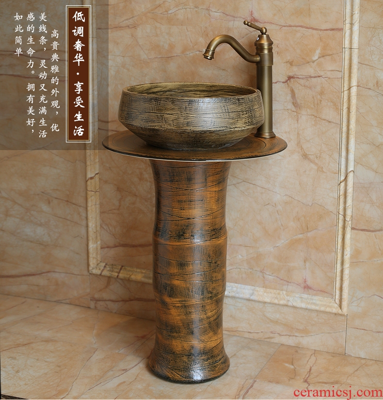 Rain spring basin balcony art pillar lavabo floor toilet ceramics pillar European contracted restoring ancient ways