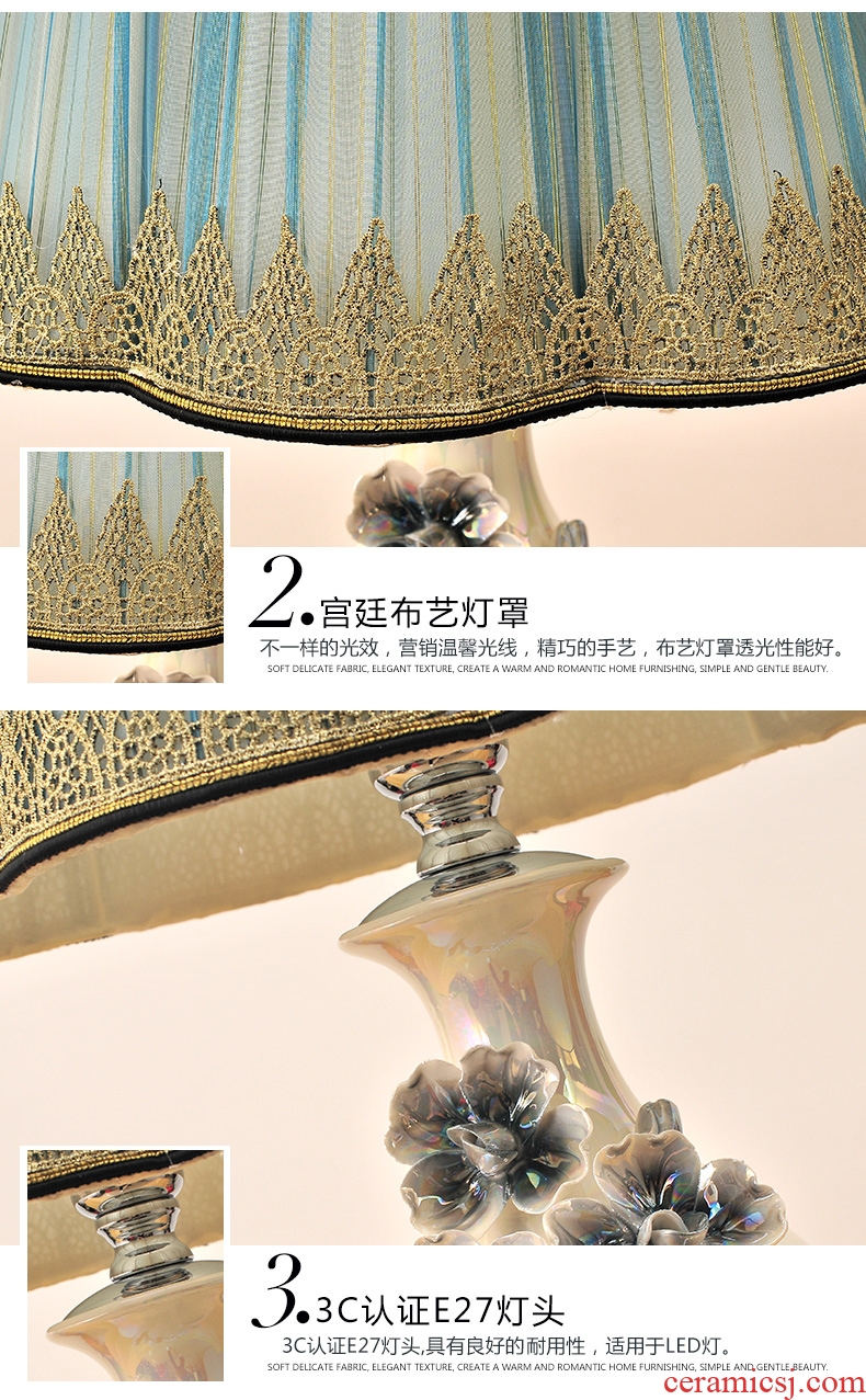 Ceramic lamp LED light glossy study sitting room decoration of bedroom the head of a bed lamp creative hand flowers