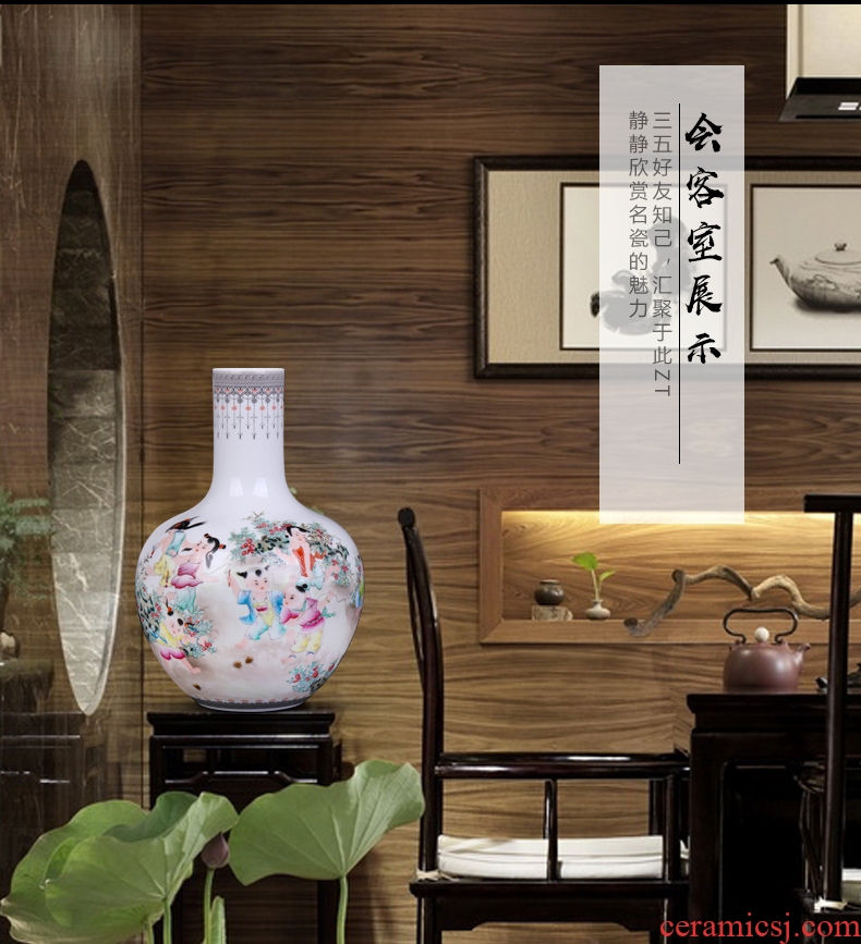 Jingdezhen ceramic antique hand-painted tong qu vase furnishing articles creative new Chinese ikea sitting room adornment flower arrangement