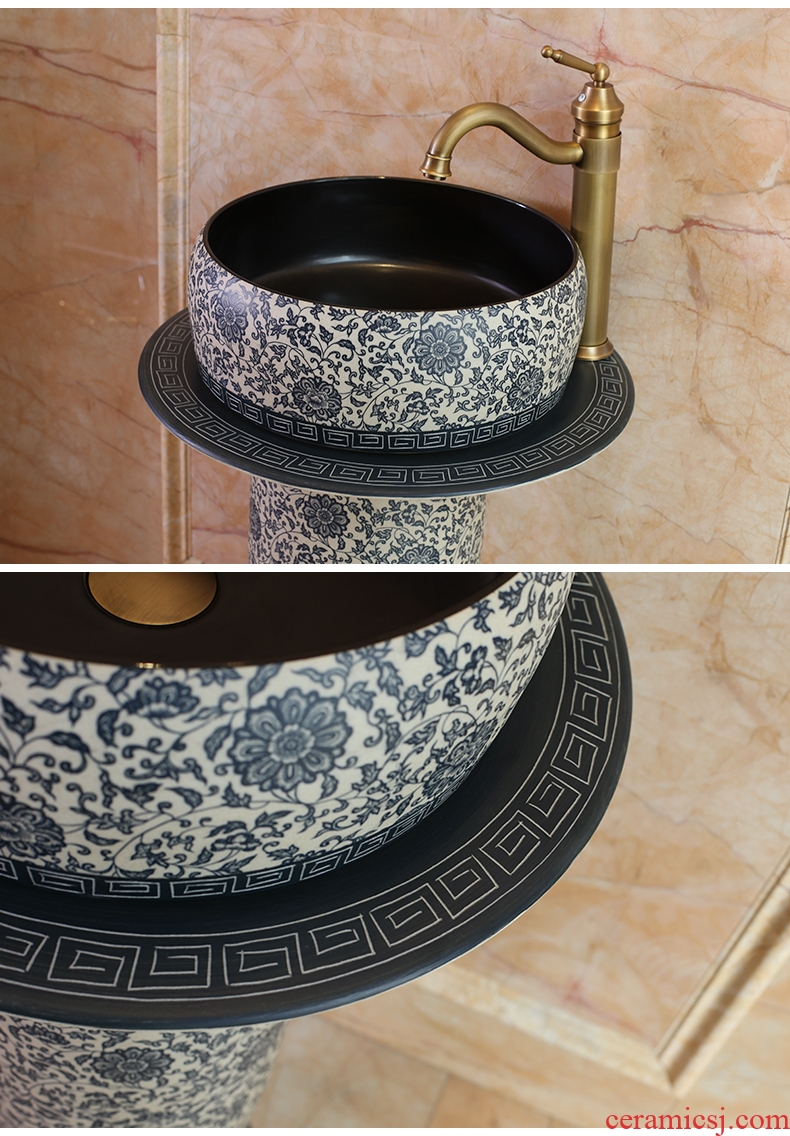 Jingdezhen ceramic art basin floor bath column column European lavabo balcony household lavatory