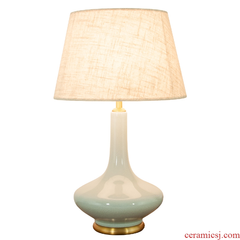 Full copper ceramic desk lamp tree American contracted and contemporary sitting room the bedroom the head of a bed study hotel chandeliers, 1034