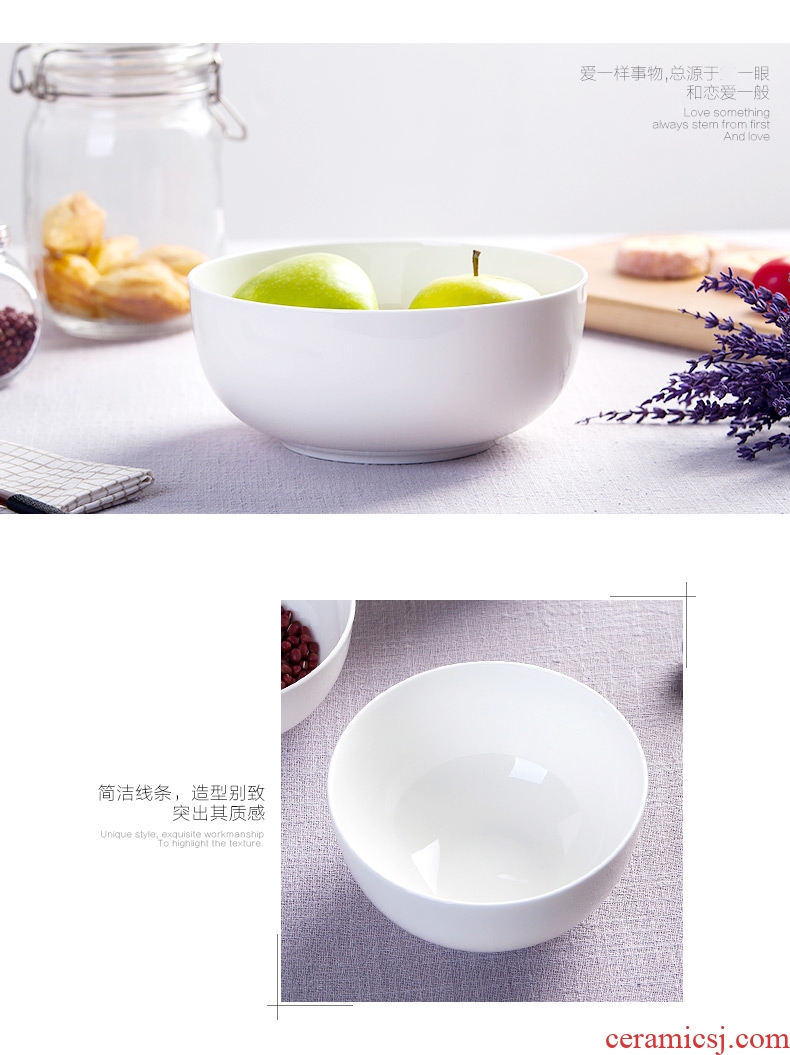 Jingdezhen pure white bone China tableware bowl bowl rainbow noodle bowl dish bowl of soup bowl bubble rainbow noodle bowl size of the bowl
