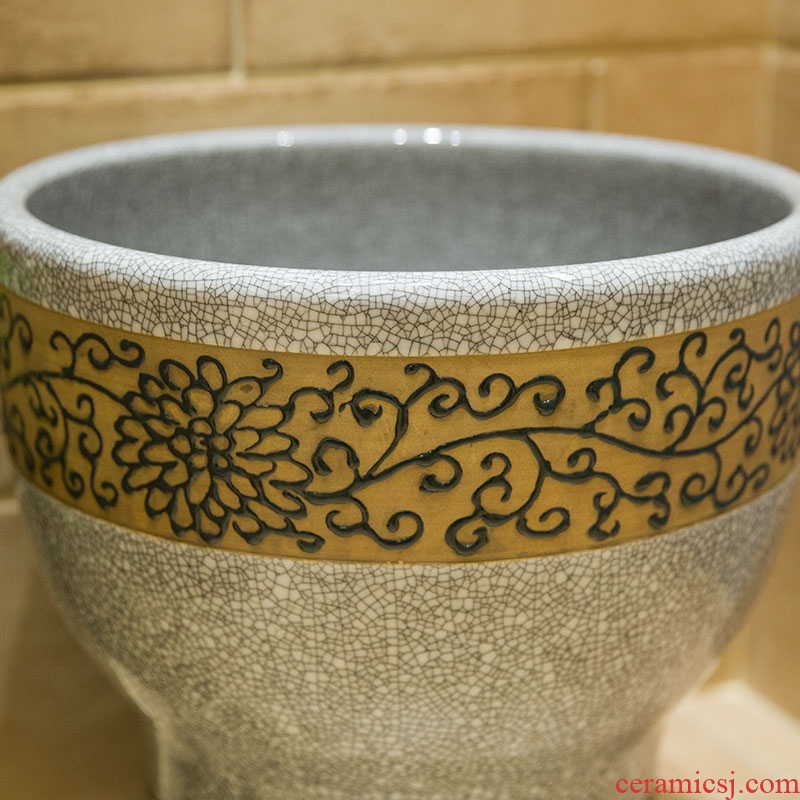 Koh larn, qi ceramic art basin mop mop pool ChiFangYuan one-piece mop pool diameter 40 cm archaize crack