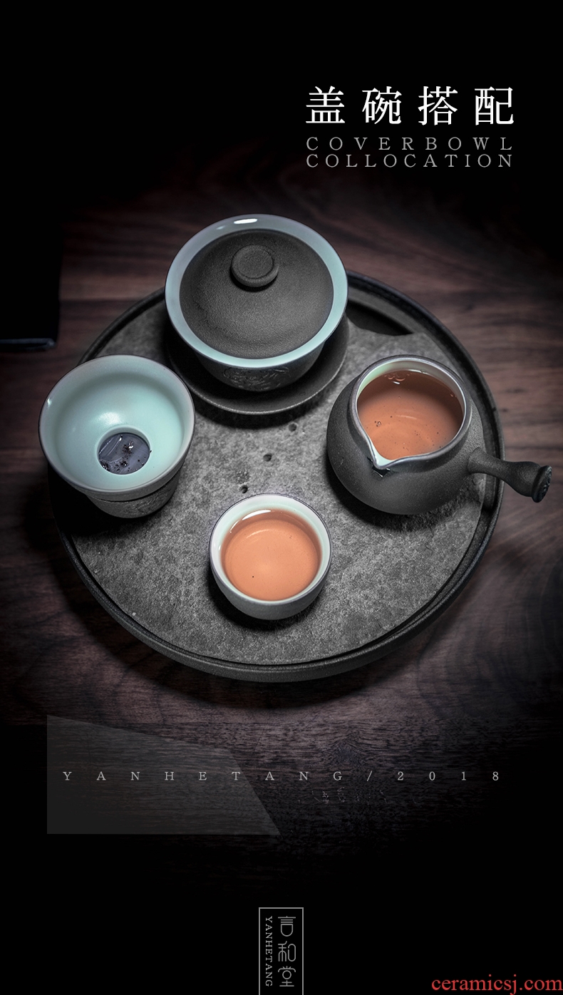 And hall great tureen ceramic cups kunfu tea tureen Chinese three bowl of tea tea bowl of tea set