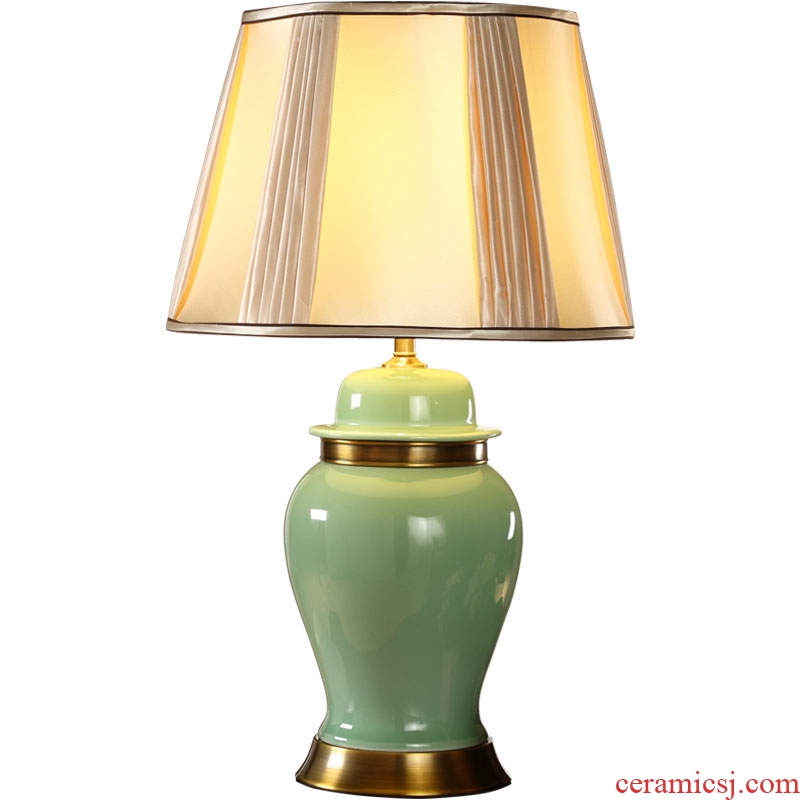 Southeast Asia all jade green copper ceramic new Chinese style table lamp of bedroom the head of a bed teahouse study new classical Chinese storm lantern