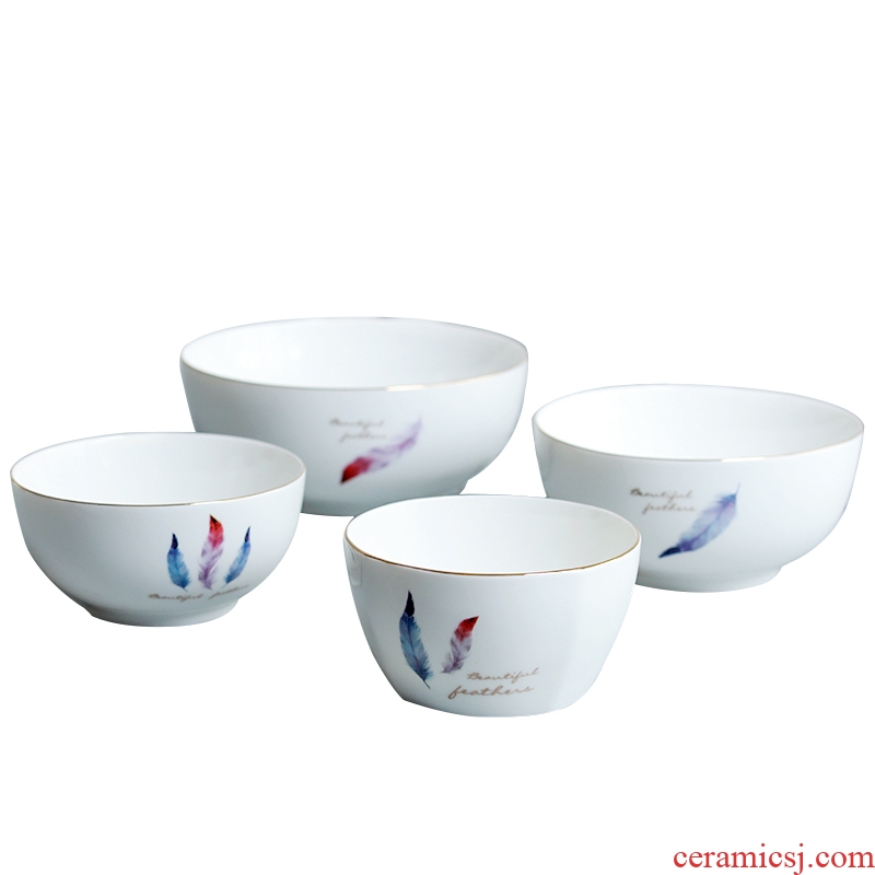 Jingdezhen ceramic bowl domestic large noodle soup bowl Japanese contracted Nordic eat bowl under glaze color porcelain tableware