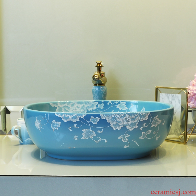 Stage basin to jingdezhen european-style lavabo household creative ceramic art contracted basin basin sinks