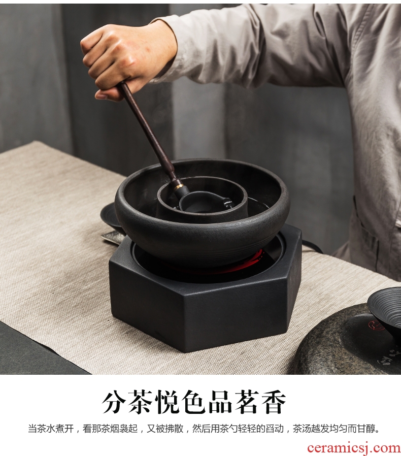 Bin DE lava-rock electric cook kung fu tea exchanger with the ceramics TaoLu household black tea pu-erh tea temperature curing pot bowl suit