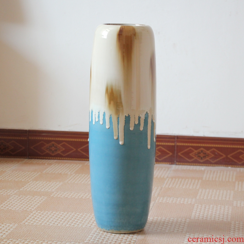 Art show vase color glaze ceramic vases, flower vase sitting room American country ground vase furnishing articles