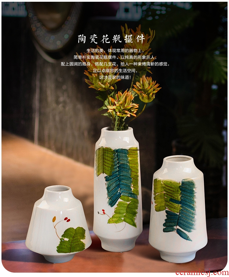 Jingdezhen Chinese dry ground decoration vase sitting room of contemporary and contracted hand-painted ceramic vase suit furnishing articles arranging flowers