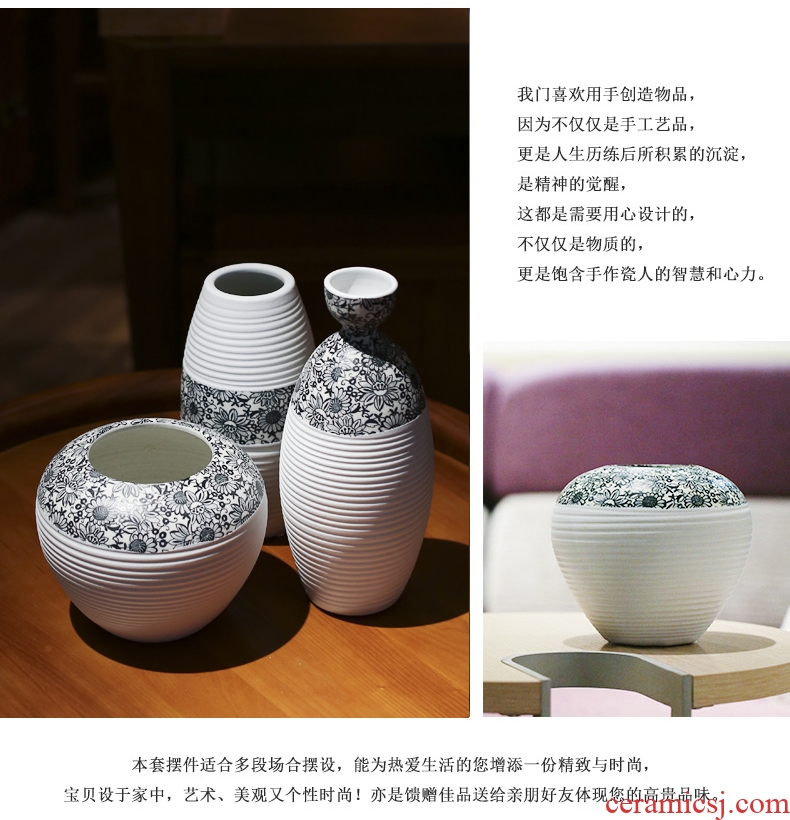 Retro ceramic white vase dry flower POTS sitting room decorate ceramic flower implement zen coarse pottery flower arranging furnishing articles