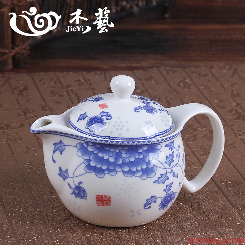 Jingdezhen ceramic teapot large single pot of kung fu tea tea to small landscape filtering of blue and white porcelain teapot