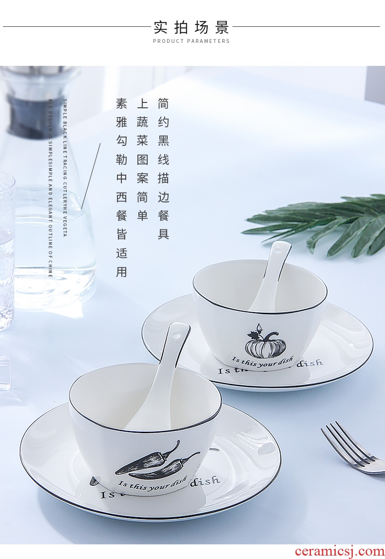 Jingdezhen ceramic dishes suit household to eat bread and butter plate parts combine Korean creative contracted bone porcelain tableware