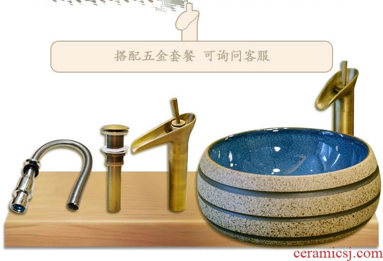 Jingdezhen Chinese art stage basin ceramic lavatory circle basin of Chinese style antique table face basin sink